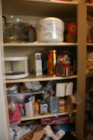 Cluttered Pantry - Blurred to protect the innocent lol