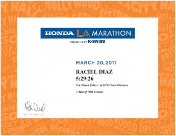 LA Marathon Certificate
