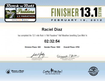 RnR Pasadena Finisher Certificate