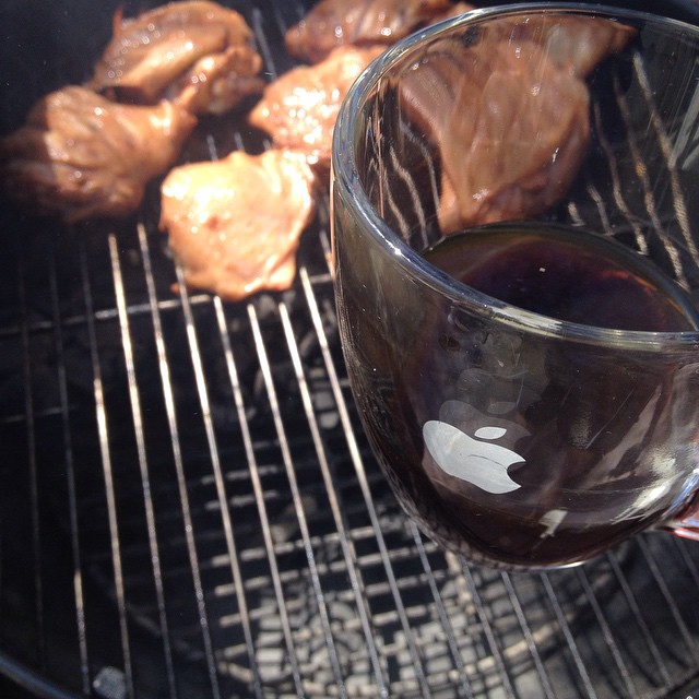 Grilling at 10am? Why not. Had to get recipe from mum: Filipino marinade w/ banana sauce! #jufran @filipinofood #nofilters