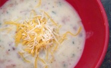 Leftover mashed red potatoes + chives, bacon bits + cheese = loaded bake potato soup! #lunch #nofilters