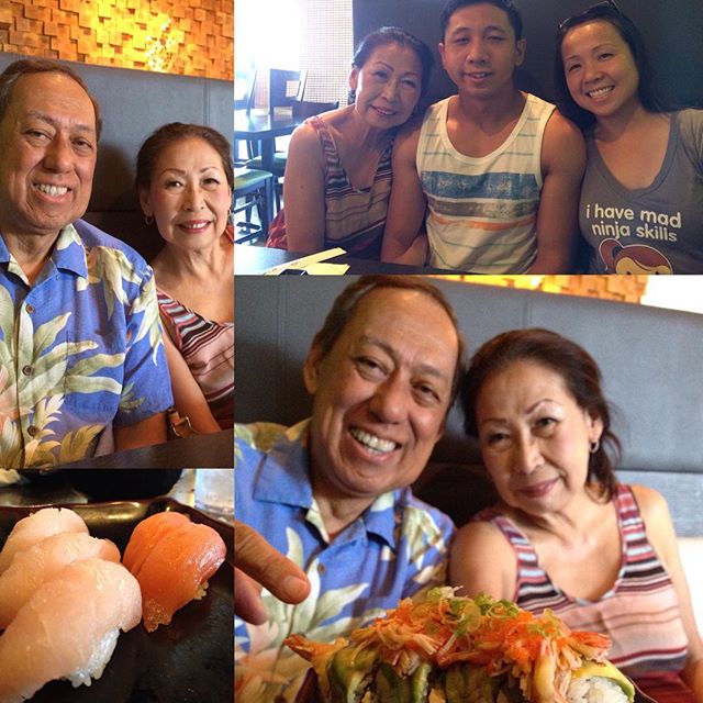 When in Vegas & it's your birfday, AYCE sushi! Mum had to get the Bday Roll, too! :)