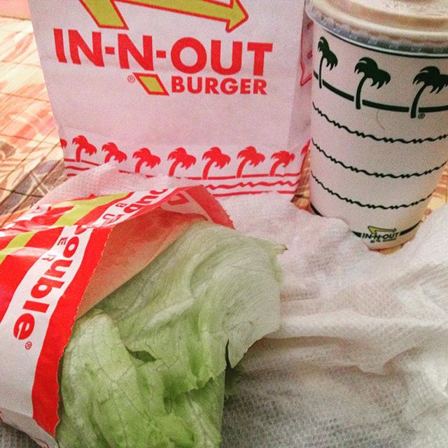 My reward for finishing last Oly #triathlon of my season: Double-Double protein-style and a chocolate shake! #innout #innoutburger [instagram]