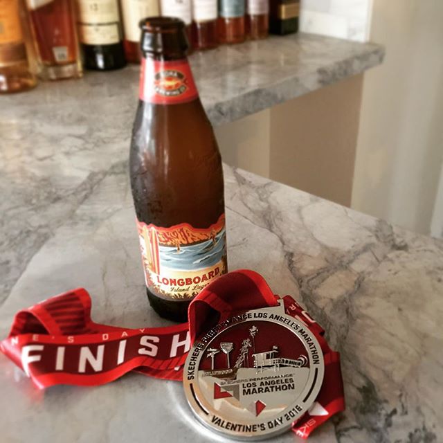 No PR but enjoyed the course thoroughly (plus the weather cooperated; or I just got used to the heat thanks to Vegas training. #LAMarathon #konabrewingco #valentines [instagram]