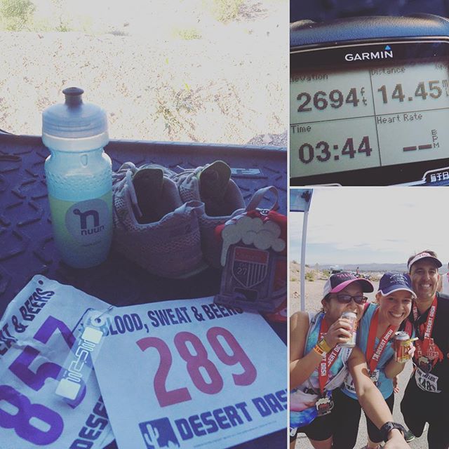 The heat was crazy, but I enjoyed the new course! Hydrating some more for the 5K in a few hours. #trailrunning #beyondvegas #nuunlove [instagram]