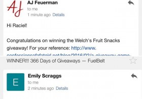 I need buy lotto tickets or play Bingo. Won two giveaways today & it's not even noon yet! XD #runtheyear2016 #366daysofgiveaways #welchsfruitsnacks [instagram]