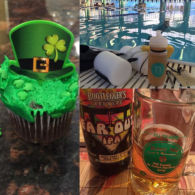 Warmup: mini cupcake; Main set: Swim intervals; Cooldown: @bootleggersbrew Far Out #IPA #triathlon #training #stpaddysday [instagram]