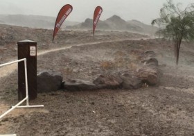 Hail happened. Wheeee. #desertdash #beginnersluck55k #ultrarunning [instagram]