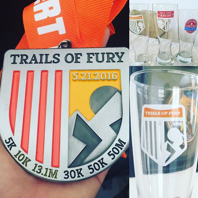 Gotta share my recent bling for #medalmonday #trailsoffury 10K then 13.1mi last Saturday. Slowly building up my beer glass collection 😎 #desertdash #dirtydouble [instagram]