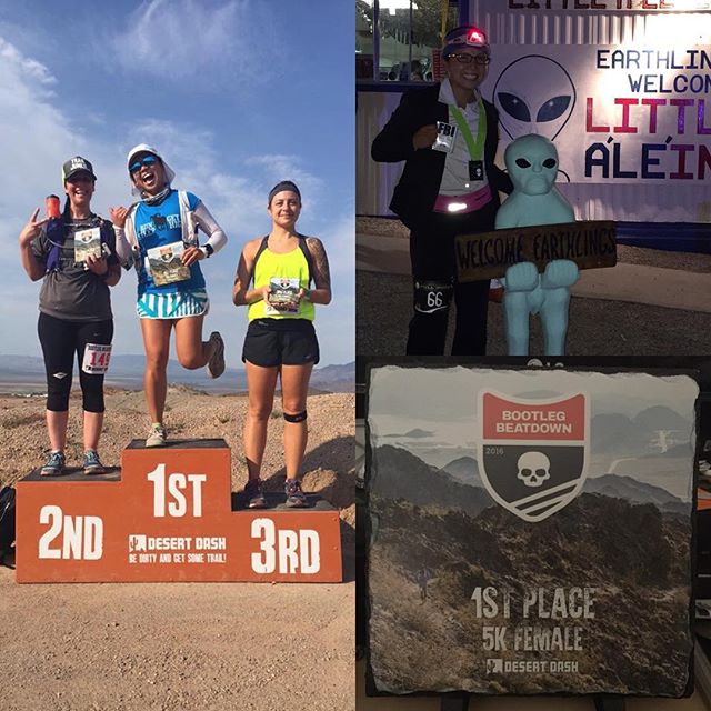 For #medalmonday... 1st time evar finishing 1st overall female then a good 16hrs later ran my worst 13.1mi of the yr lol but had (sleepy) fun regardless. Oh, it was a loooong (27hrs) day! #nuunlife #desertdashtrailraces #calicoracing #lasvegas #running [instagram]
