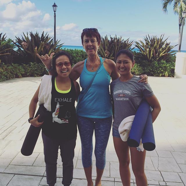 Instead of cheese, you say, Yoga! :) Wonderful class this morning with Crystal. Waves lapping helped with easing tension, too. #paradise #yoga #hawaii [instagram]