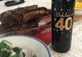 Made lunch for parental units and bro. More birfday celebration lol! Thanks to my goddaughter for the delicious #cabernetsauvignon #boneinribeye Cheers to my off-season! XD [instagram]