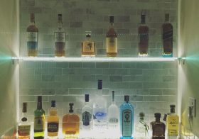 Finally finished the lighting! My big bro loved his illuminated bar alcove. Can't wait to try the #hibiki #japanesewhisky ^_^ #ledlights #whisky #bluelabel #macallan #bombaysapphire #donjulio [instagram]
