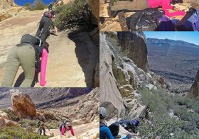 Yesterday's recovery trek pushed me way out of my comfort zone, but I made it to the peak, did my plank at elevation, & survived the down climb! #nuunlife #beyondlasvegas #hikinglasvegas #AR50 #training [instagram]