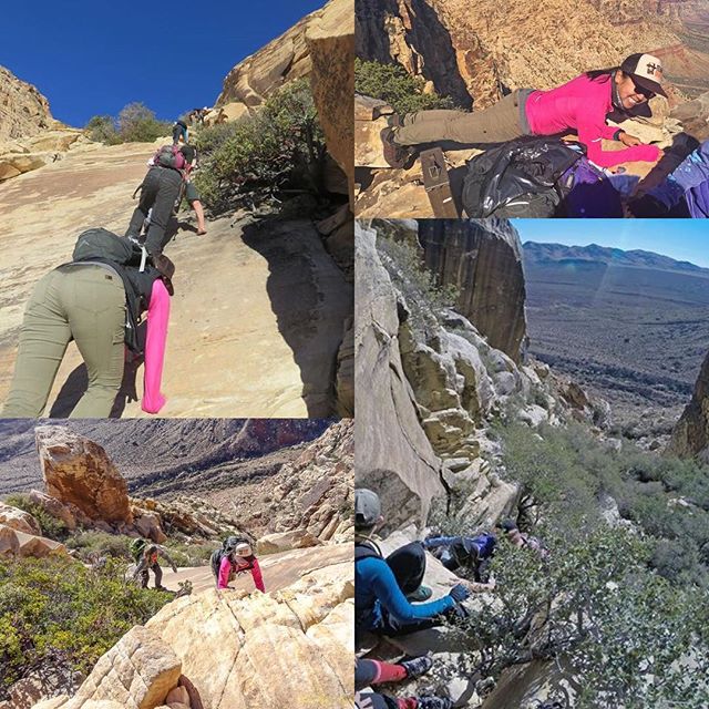 Yesterday's recovery trek pushed me way out of my comfort zone, but I made it to the peak, did my plank at elevation, & survived the down climb! #nuunlife #beyondlasvegas #hikinglasvegas #AR50 #training [instagram]