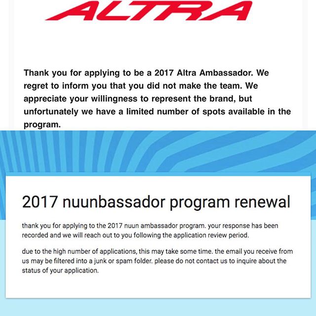 When one door closes, another one opens... didn't make #altrarunning ambassador for 2017, but sent my application for #nuunbassador2017 #nuunlife #nuunlove #feelinghopeful [instagram]