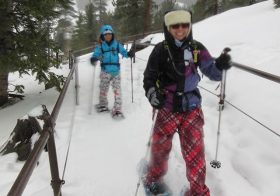 Out of the woods & back on groomed path. We were soaked. I was visualising my warm & dry car only 1mi away lol. Also, chewing whole nuun tablets was deelish. Photo cred: Sarah G. #nuunlife #recoveryhike #ultratraining #racewithbase #leecanyon #beyondvegas #snowshoes #elevationtraining [instagram]