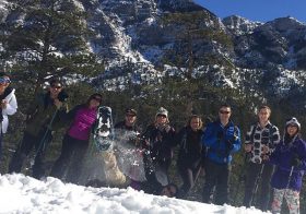 Setting the timer & taking group photos is so much easier in the desert. 🤣Thanks @rei #reicoop #lasvegas for the Snowshoe #AllOut Event! Our guide Cynthia was awesome! #optoutside #leecanyon #nuunlife #trailjunkie #freshies [instagram]