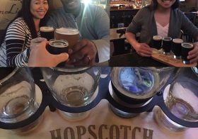 Celebratory drinks with my Kuya & Ate! I look tired. Must be past my senior citizen bedtime of 9pm  p.s., that flight of dark ales & stouts was yummy. #hopscotchfullerton #stoutlover #darkales #karlstrauss #craftbrews #theoc [instagram]