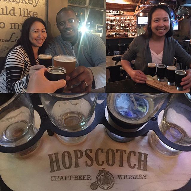 Celebratory drinks with my Kuya & Ate! I look tired. Must be past my senior citizen bedtime of 9pm  p.s., that flight of dark ales & stouts was yummy. #hopscotchfullerton #stoutlover #darkales #karlstrauss #craftbrews #theoc [instagram]