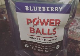 These @paleo_angel Blueberry #powerballs were yummy! I didn't even wait until they were room temp. Om nom nom. #paleo #aippaleo #ballsinmymouth #organic #grassfed #supportlocal #womenownedbusiness #beyondvegas [instagram]