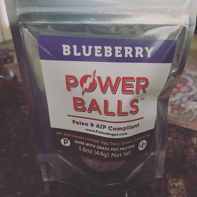 These @paleo_angel Blueberry #powerballs were yummy! I didn't even wait until they were room temp. Om nom nom. #paleo #aippaleo #ballsinmymouth #organic #grassfed #supportlocal #womenownedbusiness #beyondvegas [instagram]