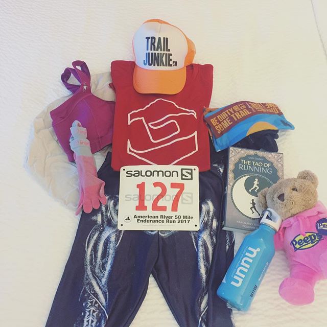 Flat Raciel for Saturday's #AR50miler I also picked up a book at the race expo for some nighttime reading... after I submit my work today  Also, sis got me a new friend. Hehe. #nuunlife #racewithbase #trailjunkie #baseperformance #norcalultras #ultramarathon #taur #getsometrail #morefriends [instagram]