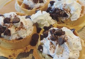 Hello waffles! #residenceinn #marriott #breakfast #nevertoomuchchocolatechips [instagram]