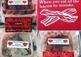 Um, I might've had a snaccident today. I. Couldn't. Stop. Eating. Thanks again to @tripledareruns for this prize! #mrbaconvegas #mrbacon #bacon #candybacon [instagram]