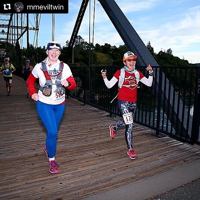 Best tip for an ultra? Run with the kickarse @mmeviltwin – those few miles I could keep up with her were funny & inspirational... AND helpful when she yelled my name as I had an ADD-moment, blew past a turn because I got distracted by a beautiful #weimaraner approaching us #Repost @mmeviltwin・・・Love this pic from #facchinophotography at #americanriver50. Thank you @radragon for sharing the day with me. #runhappy #runningfamily #runningfriends #friendswhorun #runningfit  #ultrarunnersofinstagram #AR50 #ultras #ultrarunning #athlete #runner #extremerunnerslife #runnerslife #trailjunkie #getsometrail #womensrunningcommunity #womenwhorun [instagram]