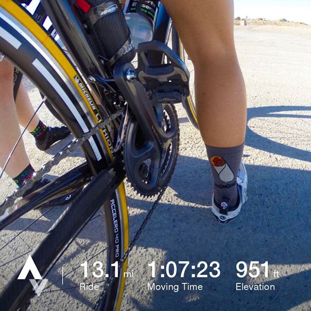 I rode today! lol. Many thanks to @lovestheocean2 for taking me on my 1st training ride of 2017. FYI: that's a burrito on my sock. 🤘🏽#hutchsbicyclegarage #triathlontraining #racewithbase #nuunlife #cycling #baseperformance #ragetriathlon #im703cda #training #triathlon #cramming #strava #stravacycling #stravapremium [instagram]