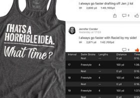 This #baseperformance tank perfectly explains the workout @lovestheocean2 & I swam last night! #im703cda #taperphase #triathlon #racewithbase #womenoftri [instagram]