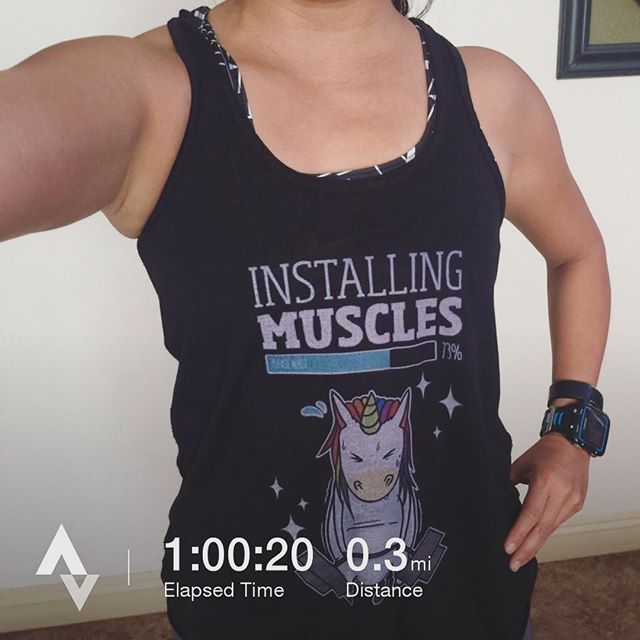 Slowly building up my strength as we did push presses today. Last summer, I PR'd at 65lbs. Today: 30lbs. Also, thanks for the sweet sticker @hutchsbicyclegarage #nuunlife #racewithbase #crossfit #crossfitbeginner [instagram]
