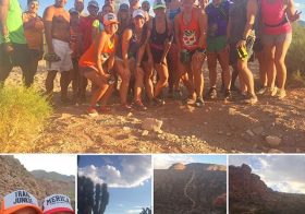 Monday Night Trail group runniversary! 3 years ago, I joined @trailtalesrebecca on her run along w/ two other ladies as we navigated through the desert trails. Fast forward to yesterday's group run: the Monday trail family has deffo grown! #trailjunkies #trailrunningvegas #nuunlife #racewithbase #beyondvegas [instagram]