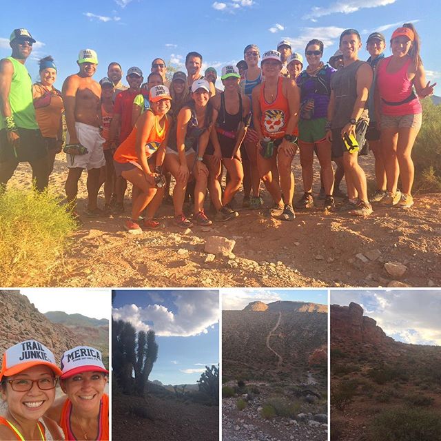 Monday Night Trail group runniversary! 3 years ago, I joined @trailtalesrebecca on her run along w/ two other ladies as we navigated through the desert trails. Fast forward to yesterday's group run: the Monday trail family has deffo grown! #trailjunkies #trailrunningvegas #nuunlife #racewithbase #beyondvegas [instagram]