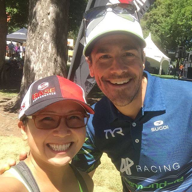 When you're on your way to the porta potty but spot @andy_potts entering IM Village....  He's a super cool dude! #triathlon #racewithbase #im703cda #triathlete [instagram]
