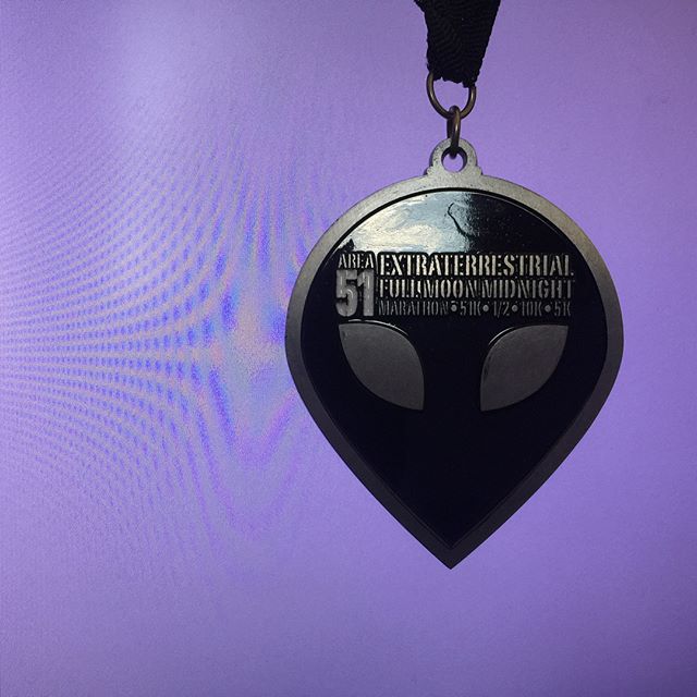 Compared to last year, I've improved my time considerably at #calicoracing ET Full Moon Midnight half. The difference? No business suit costume, was well-rested, & all the #gainz from Summer CrossFit! I prob should've tried harder but I enjoyed looking up for UFOs  #medalmonday [instagram]