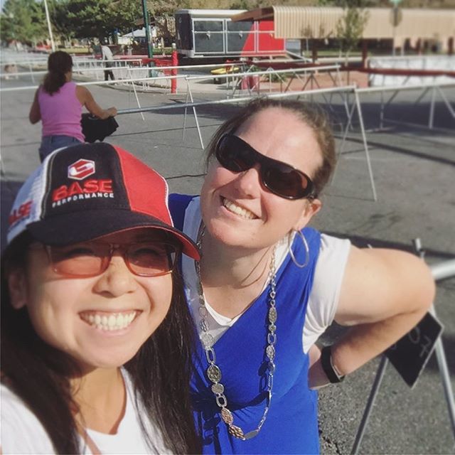 Pumpkinman Tri has split transitions. @lovestheocean2 & I set up our T2 in Boulder City. Hoping the wind dies down so our gear stays put for tomorroz! My last tri of the season. I get to focus on my #UltraRunning after this! [instagram]