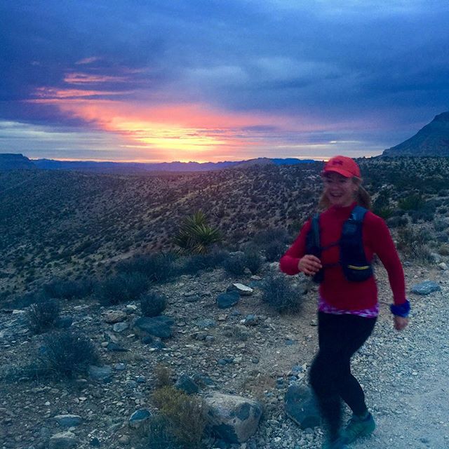 I don’t always wake up early to see the sunrise, so today was a treat! Also, mostly because I got to run with @desertgypsyrunner again #redrockfatass #trailrunningvegas [instagram]