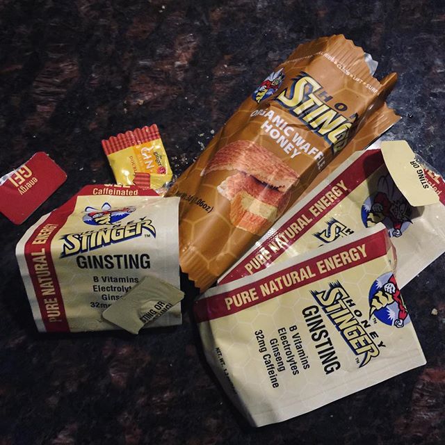 Who else counts their wrappers after a race? Partial view of my nutrition at yesterday’s ultra. Not pictured: boiled potatoes, m&m peanuts, and Dr Pepper lol. #hshive #baseperformance #trailjunkie #ultrarunner #leavenotrace #packitinpackitout [instagram]