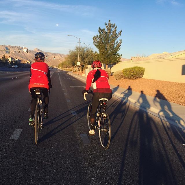 Two riders, four shadows on National Wear Red Day ️ #americanheartassociation [instagram]