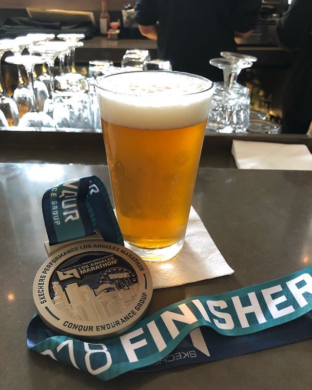 Angel City IPA and my 8th LA Marathon medal.  On a side note, my longest LA finish. That’s what happens when you pace your big sis and she has not trained! lol [instagram]