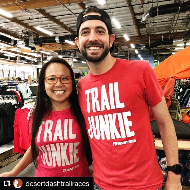 Stomach bug be d*mned! I will finish #Quicksilver50k come h*ll or high water!  Or at least, attempt to cross the line before @vegasultrarunner does in his 100km🤘🏽 #Repost @desertdashtrailraces with @get_repost・・・Good luck to official Trail Junkie Raciel and Race Director Stephen at Quicksilver this weekend! Raciel is running the 50k, and Stephen is running the 100k. [instagram]