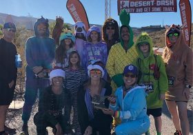 It’s Black Mountain Friday and I didn’t have a selfie-limit so All. The. Selfies! 🤣 Great fun & race by @desertdashtrailraces 🏽 Yes, some of us raced in onesies. It was a bit warm.  Invisible unicorn (jumping) photo credit: @vegasultrarunner [instagram]