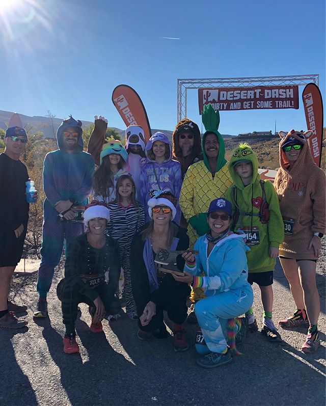 It’s Black Mountain Friday and I didn’t have a selfie-limit so All. The. Selfies! 🤣 Great fun & race by @desertdashtrailraces 🏽 Yes, some of us raced in onesies. It was a bit warm.  Invisible unicorn (jumping) photo credit: @vegasultrarunner [instagram]