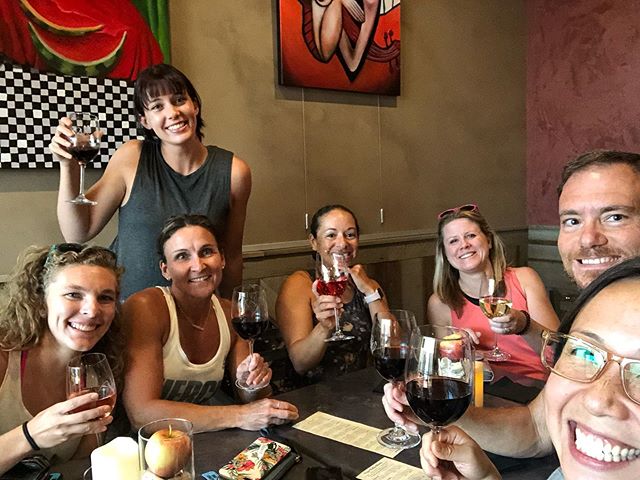 Super delayed latergram of @boozeyoga last Thursday celebrating @samiam3075 bday plus a #ruck invasion! 20lb rucksack at Vinyasa Yoga was hard! Tas also gave us extra plank holds 🤣 [instagram]